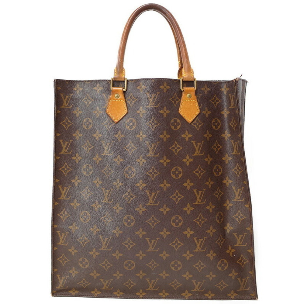 Louis Vuitton Monogram Bag Tote Sac Plat Leather Brown - Picture 2 of 8